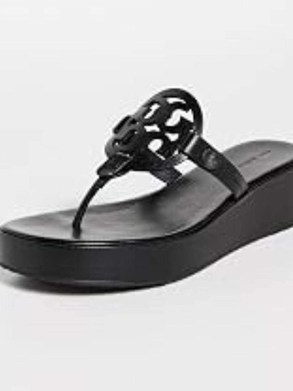 BN Tory Burch Miller Wedge Goat Leather Perfect Black 8.5